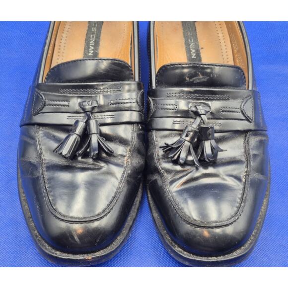 BOSTONIAN Florentine Black Leather Tassel Loafers Men Size 8.5 Made in India - Picture 3 of 14